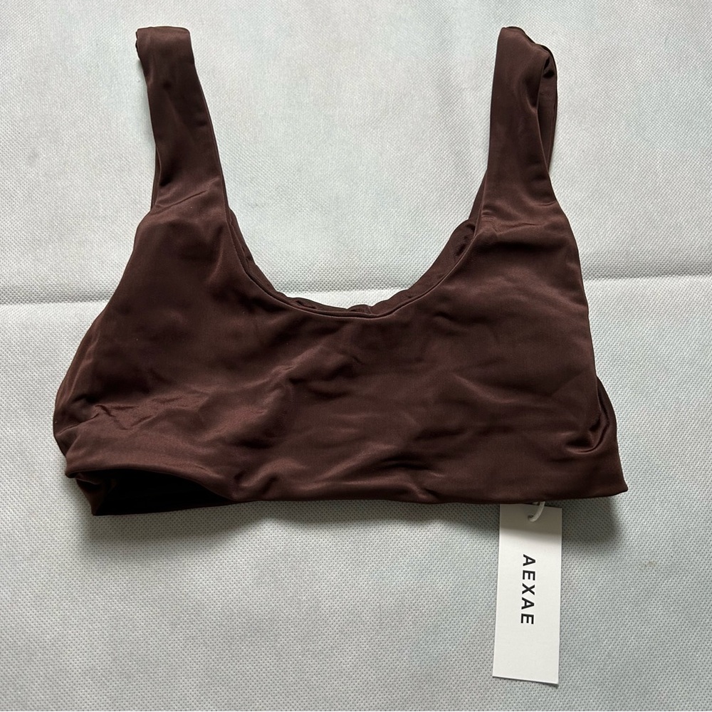AEXAE brown magnum bikini top NWT